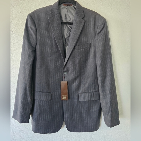 Perry Ellis Blazer Sports Coat Mens Sz 42 Striped Gray City Fit 2button New - Picture 3 of 16